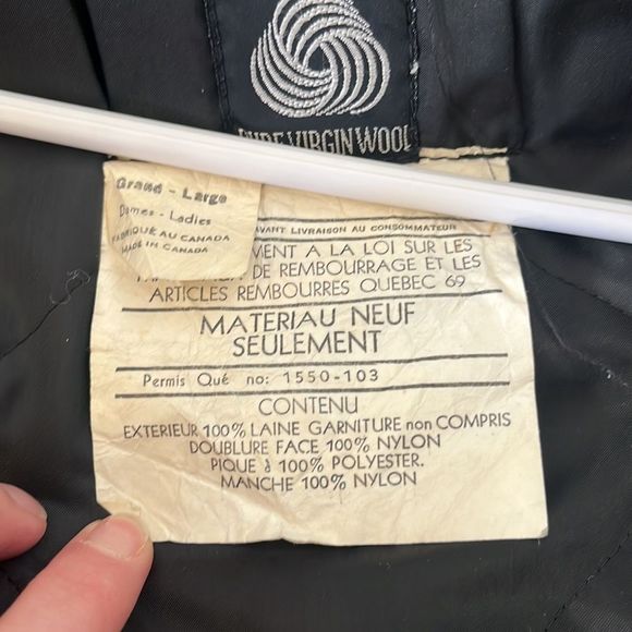 Vintage James Bay Fur Trim Hood Dog Sled Theme Wool Coat Blue Parks - Picture 11 of 14